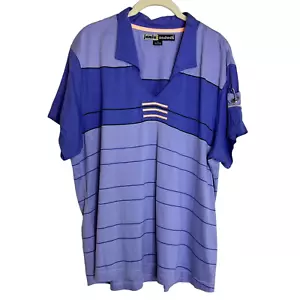 Polo de golf Jamie Sadock para mujer XL púrpura a rayas algodón manga corta defecto - Imagen 1 de 6