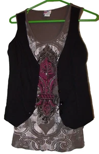 Piper & Blue Multicolor Geometrische Strass Ärmellos Strick Tank L Junior F-M - Bild 1 von 3