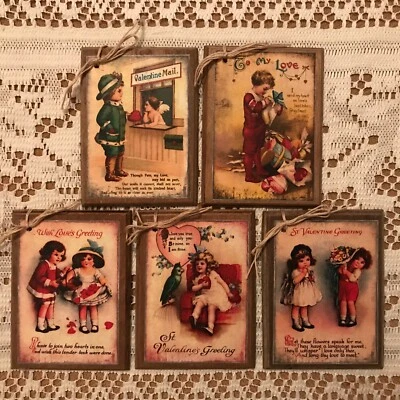 5 *NEW DESIGN* Handcrafted Valentine Day Ornaments/Valentine Hang Tags SET3L - Image 1 of 4