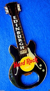 EDINBURGH SCOTLAND BLACK GIBSON BOTTLE OPENER GUITAR MAGNET Hard Rock Cafe - Picture 1 of 1
