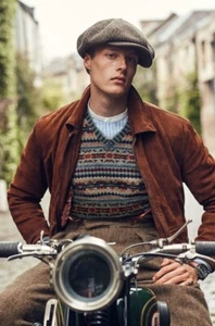 Polo Ralph Lauren Green Brown Windowpane Gents Hat VTG Tweed Cabbie Newsboy XL - Picture 1 of 8
