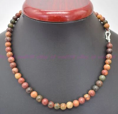 Collar AAA Natural 8mm Multicolor Picasso Jaspe Redondo Piedras Preciosas Cuentas 18" Foto 1 de 4