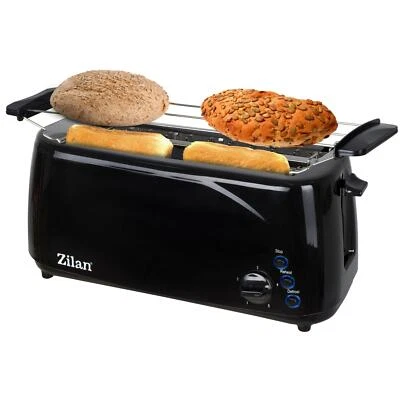 Toaster Long Slot 4 Slice Toast Machine XXL Toaster Crumb Drawer Black - Image 1 of 4