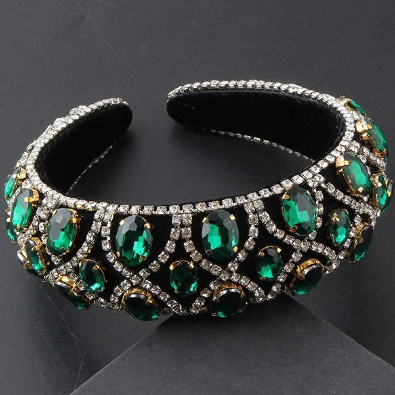 1PC Lusso Bling Strass Fascia Brillantini Cristallo Barocco Capelli Ghiere Rétro - Immagine 1 di 4