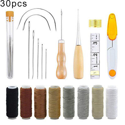30pcs/set Craft Needles Sewing DIY Leather Hand Tools Thread Kit Waxed • 6.84€