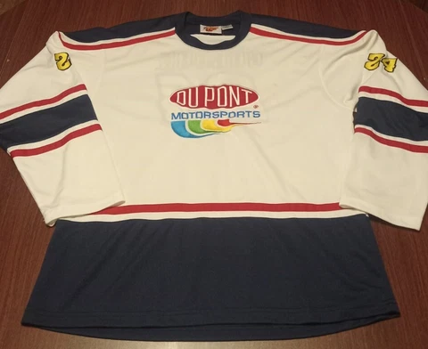 Jeff Gordon Men's Hockey Jersey NASCAR Large White Embroidered Cover