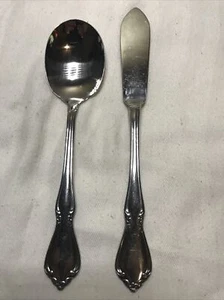 Oneida CHATEAU Sugar Spoon & Butter Knife Oneidacraft Deluxe Stainless Flatware - Picture 1 of 8