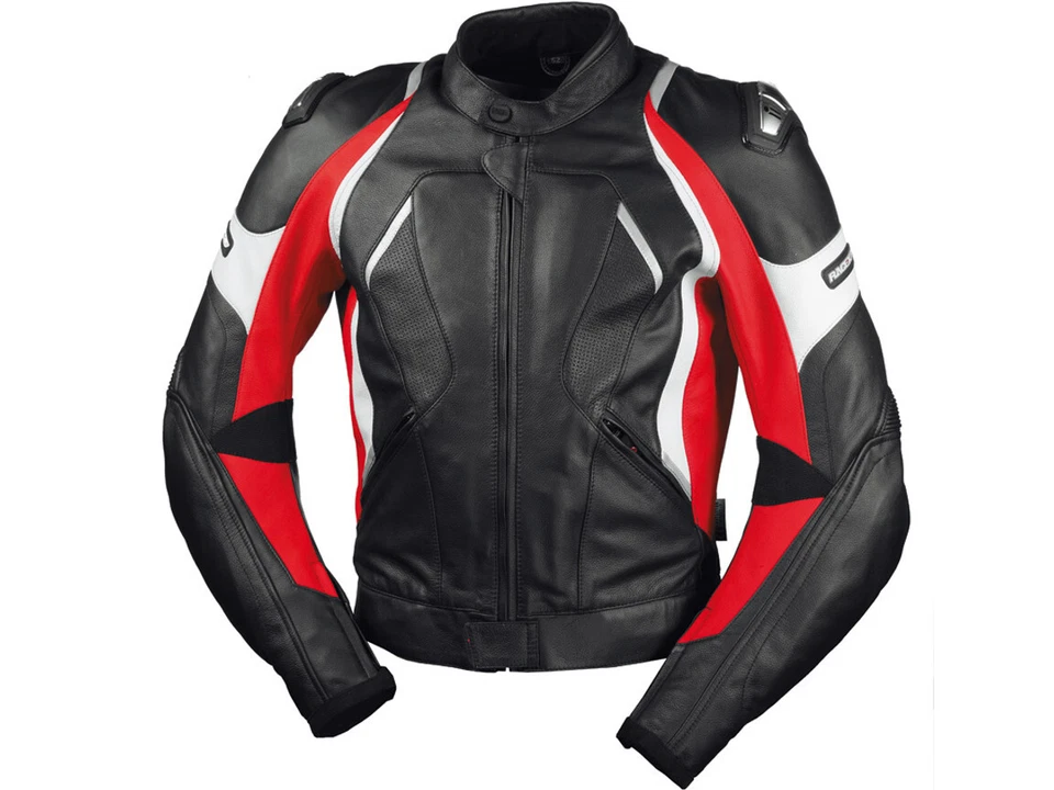 iXS Lederjacke Canopus | Schwarz-Rot-Weiß | Motorradjacke aus Rindsleder - Bild 1 von 2