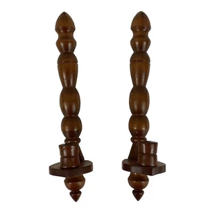 Wooden Candlesticks Wall Sconces 13.5" Tall Holds .5' Candle Dark Lightweight - Picture 1 of 10