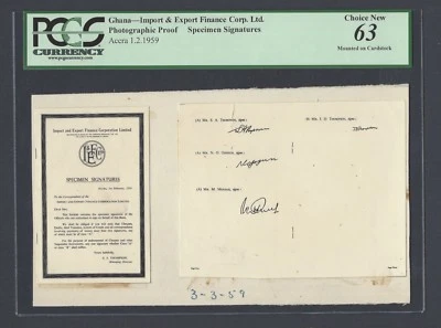 Ghana - Import & Export Finance,  Accra 3-3-1959 Photographic Proof Specimen Sg - Image 1 of 2