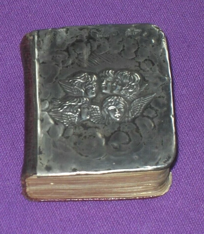 EDWARDIAN 1908 ART NOUVEAU STERLING SILVER MINIATURE COMMON PRAYER BOOK ANTIQUE Cover