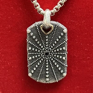 David Yurman seltener 925 750 18k Gold schwarzer Diamant Black Widow Erkennungsmarke Anhänger - Bild 1 von 13