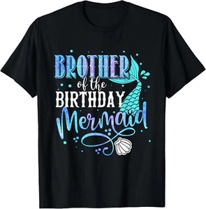 Brother Of The Birthday Mermaid Family Matching Party Squad T-Shirt - Picture 1 of 1