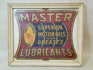Framed 1924 Master Lubricants Motor Oil & Lubricants Advertising Decal - Picture 1 of 5