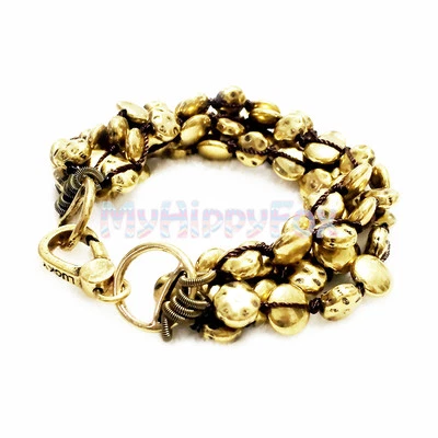 Браслет многослойный Lucky Brand антикварный золотистый кованая монета бусина - Изображение 1 из 4