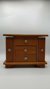 Jewelry Organizer Wood Crafted 3 Drawers & 2 Side Doors with Mirror & Base JEW02 - Picture 1 of 8