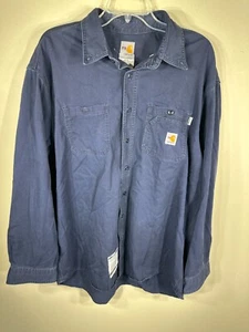 Carhartt Flame FR HRC 1 Long Sleeve Shirt Blue Navy FRS 159 DNY Mens Size XL - Picture 1 of 10