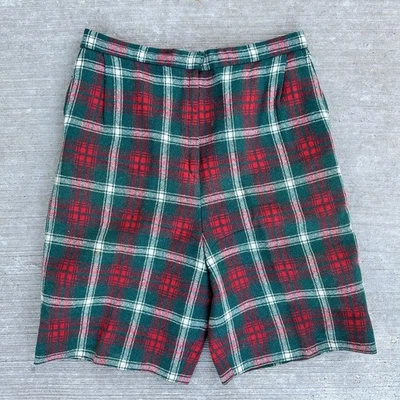 Pantalón Bermudas Pantalones De Lana A Cuadros DE COLECCIÓN Verde Rojo Vacaciones Foto 1 de 4