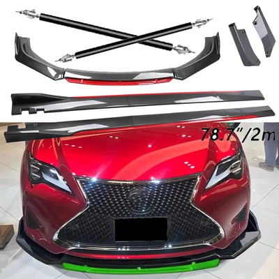 Carbon Fiber Look Red Front Lip Chin Bumper Side Skirt For Lexus RX350 RX450 Foto 1 de 4