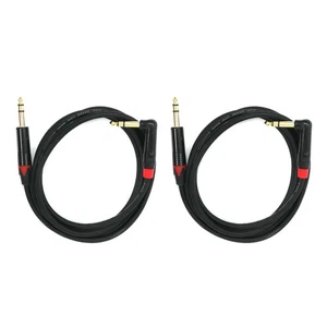 2 Pack 1/4 Inch TRS to 1/4 Inch TRS Right Angle 3 Feet Patch Cable (3 Ft 2 Pack) - Picture 1 of 3