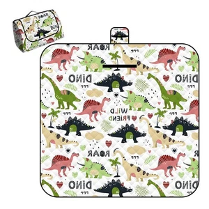 Wasserdichte Picknickdecke 79"x 79" mit Dinosaurier Muster, Tragbar Camping Ma... - Bild 1 von 7