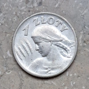 Polen 1 Zloty 1925 Polska rare Münze Silbermünze Frauenkopf Ähren 5 g Silber 750 - Bild 1 von 4