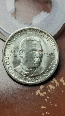 1950 S Booker T Washington Commemorative Silver Half Dollar BU Uncirculated W591 - Image 1 of 2