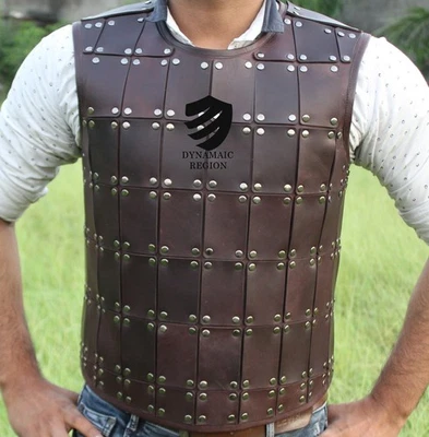 Vikingo Marrón Cuero Pesado Mercenarie Brigandine, SCA LARP Fantasía Renacimiento Foto 1 de 4