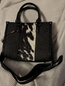 Trinity Ranch verdeckte Tragetasche aus Rindsleder mit Haaren schwarz Blumenmuster neu mit Etikett NEU - Bild 1 von 13