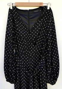 PORTMANS Black White Polka Dot JUMPSUIT Size Aus 10 Capri Crop Long Sleeve VNeck - Picture 1 of 6
