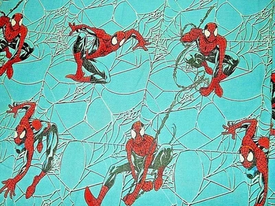 6G 复古 SPIDERMAN 棉混纺双床床单 {织物} — 第 1/2 张图片