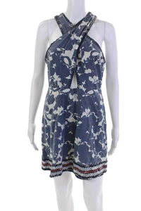 Twelfth Street by Cynthia Vincent Womens Cotton Halter Pleated Dress Blue Size S - Picture 1 of 7