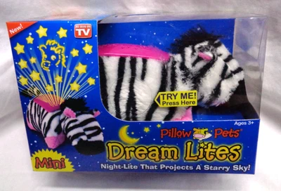 As Seen on TV ~ MINI DREAM LITES Pillow Pets Night-Lite ZIPPITY ZEBRA - Image 1 of 4