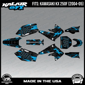 Graphics Kit for Kawasaki KX250F (2004-2005) KX 250F Twitch Series - Cyan - Picture 1 of 4