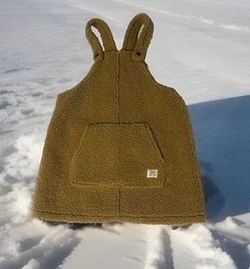 Art Class Teddy Bear Sherpa Overall Dress Girls 4T Pinafore Kangaroo Pockets - Picture 1 of 15