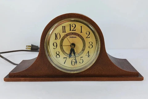 Sunbeam Lighted Dial Clock  880-1145 USA made Plastic Brown Mantel Electric Cover