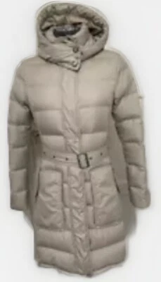 Burberry Brit Women’s Beige Belted Hooded Down Coat Size S VGC - Image 1 of 4