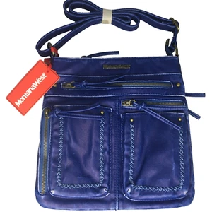 Montana West blau Leder mehrere Taschen Schultertasche Handtasche Neu mit Etikett - Bild 1 von 2