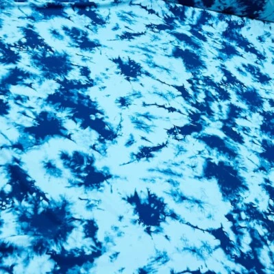 Tela Spandex Azul Tie Dye Estampado 4 Vías Elastizado 60" de ancho por yarda para trajes de baño Foto 1 de 4