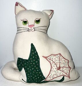 Vintage 12” Cat Figural Embroidered Pillow Sz6