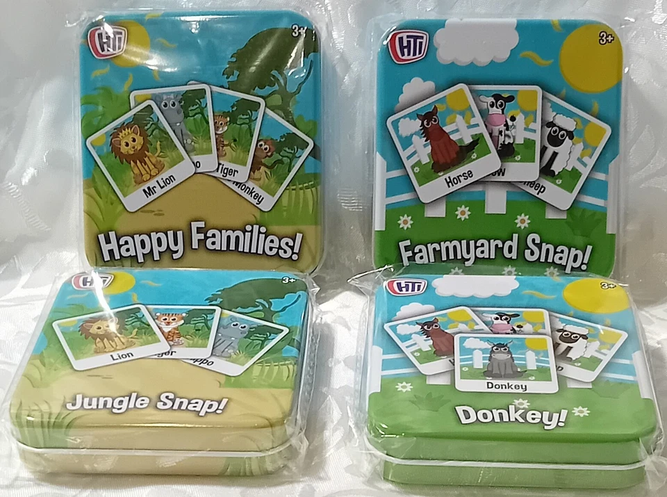 [NEW] Hti Traditional Games Happy Families Toys Kids Animal Snap Cards Tin - Image 1 of 1