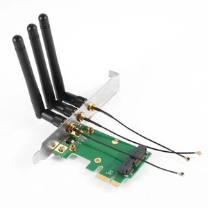 New Mini PCI-E Express to PCIE Wireless Adapter 3 Antenna card WiFi PC Desktop - Picture 1 of 1