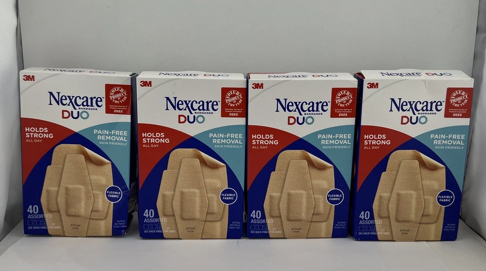 Nexcare Duo Flexible Fabric Bandages Four Assorted Sizes 40ct 4pk 160ct Total