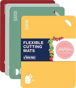 BPA Free Extra Thick Flexible Plastic Cutting Board Mats Color Coded Food Icons - Picture 1 of 7