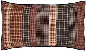 Beckham Red Black Cream Hand-Quilted Reverse Seam Patchwork Luxury King Sham - Picture 1 of 6