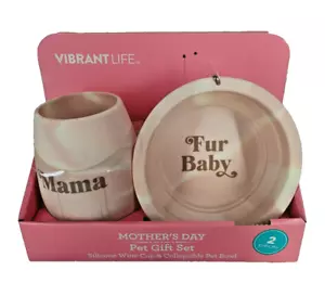 NEW Vibrant Life Silicone Wine Cup Collapsible Water Food Bowl Gift Set Dog Cat - Imagen 1 de 2
