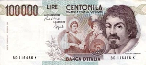 Italy 100,000 Lire 1983 Caravaggio Rare High Denomination Italian Banknote P110b - Picture 1 of 4