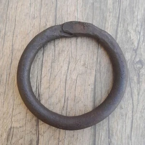 Vtg horse heavy iron tie hitching ring handforged wagon plow farm garden decor - Picture 1 of 5