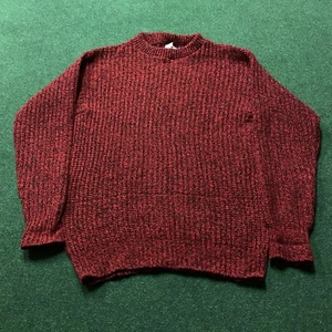 Vintage L.L. Maglione Bean uomo M rosso 80S lana pesante maglia a costine felpa USA - Foto 1 di 7