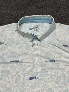 Puma Enjoy Golf Short Sleeve Polo Shirt All Over Print Beach Airplane Men Large - Picture 1 of 5